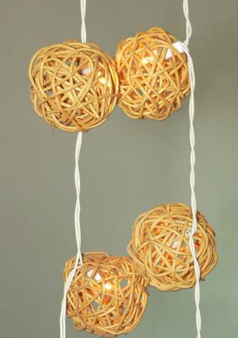 Natural Cane Rattan Ball Style - fairy lights